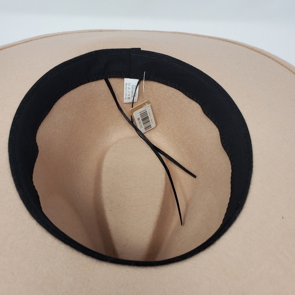 NWT BEIGE 100% WOOL FEDORA HAT WOMEN OS BOHO FESTIVAL WIDE BRIM - Picture 9 of 12